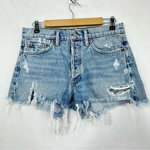Agolde Denim Shorts Hi-Rise Distressed Button Fly Parker Vintage Cut Off Hipster